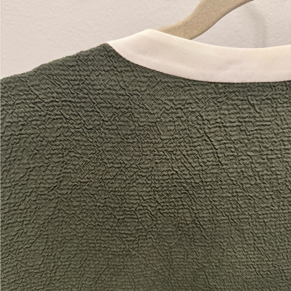Sandro Paris Shift Dress Minimalist Quiet Luxury Designer Small Olive Green - Picture 6 of 11